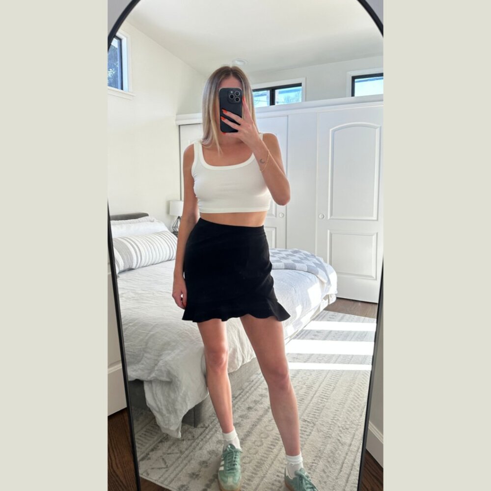 Revolve Superdown Black Ruffle Hem Mini Skirt